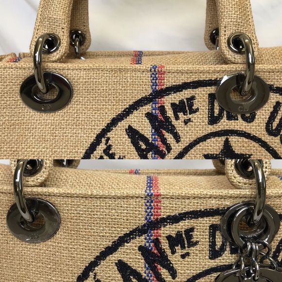 Lady Dior D- lite Jute Embroidered bag Medium - Picture 4 of 13
